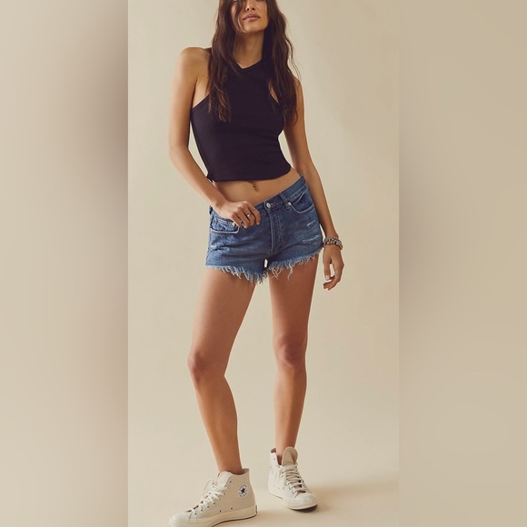 Free People We The Free Good Vibrations High Rise Cut Off Shorts Size 31 - Picture 2 of 10
